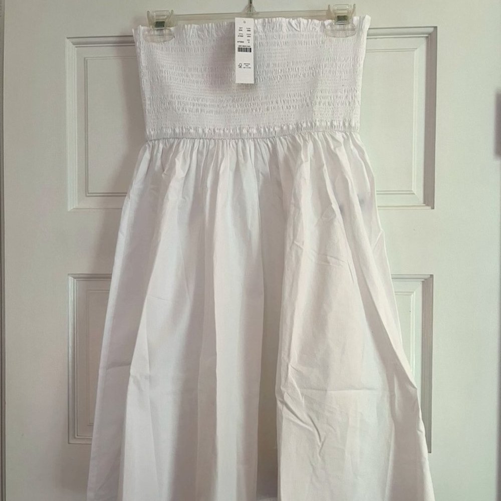 White Smocked Waist Maxi Skirt